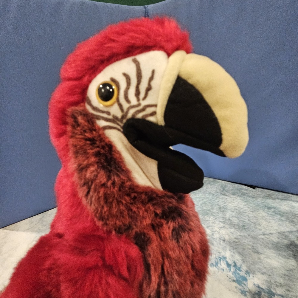Folkmanis Red Macaw Parrot Bird Hand‎ Puppet Plush 12" Realistic Stuffed Animal - Picture 3 of 7